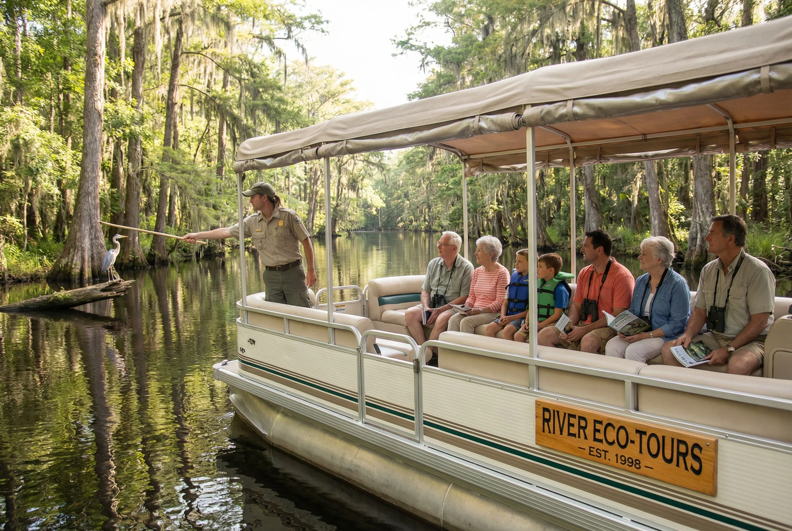 Family friendly pontoon swamp tour